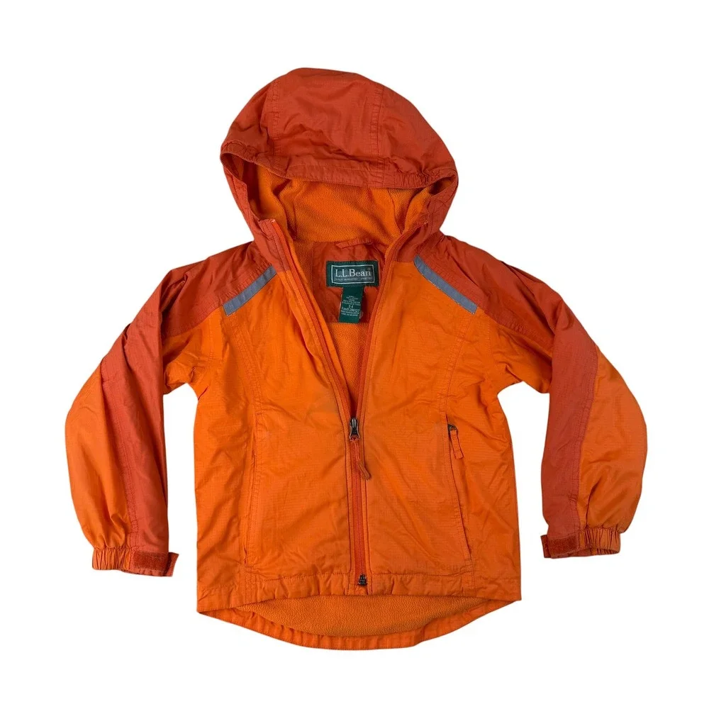LL Bean Sz 4 Windbreaker Jacket Outdoor Gorpcore Nylon Fleece Lined Reflective